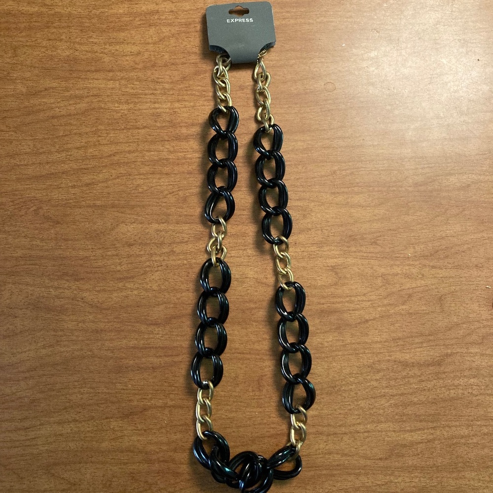 NWT Express Y2K Chunky Necklace Black & Gold